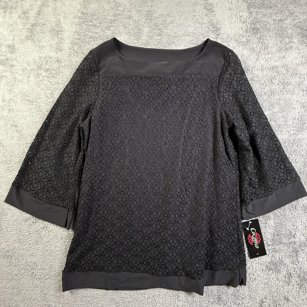 Cocomo Womens 2X NEW Black Purple Lace Blouse Flare Sleeves Goth Punk Witchy